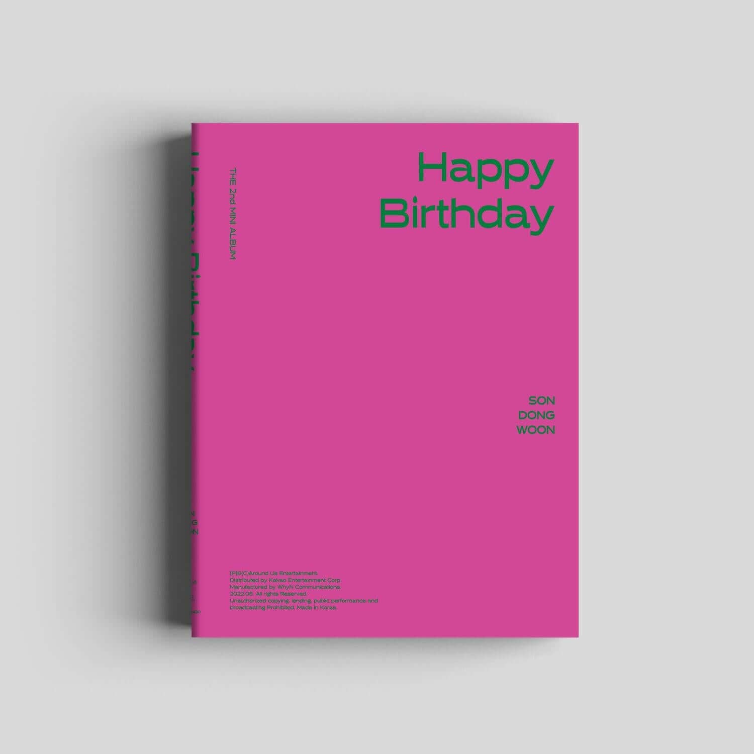 SON DONGWOON - THE 2nd MINI ALBUM [Happy Birthday] (CLOUD Ver.) - Album Kpop, pochette rose “Happy Birthday”.