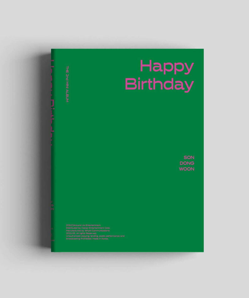 SON DONGWOON - THE 2nd MINI ALBUM [Happy Birthday] (SUNNY Ver.) - Album Kpop : couverture verte Happy Birthday, photo studio.