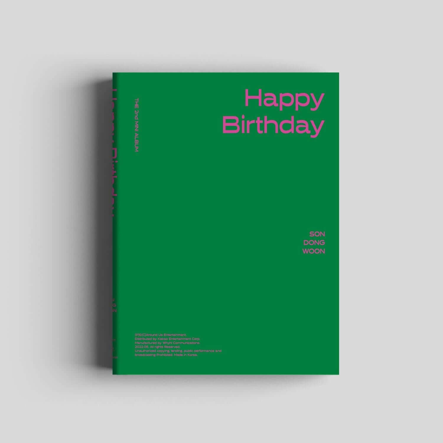 SON DONGWOON - THE 2nd MINI ALBUM [Happy Birthday] (SUNNY Ver.) - Album Kpop : couverture verte Happy Birthday, photo studio.