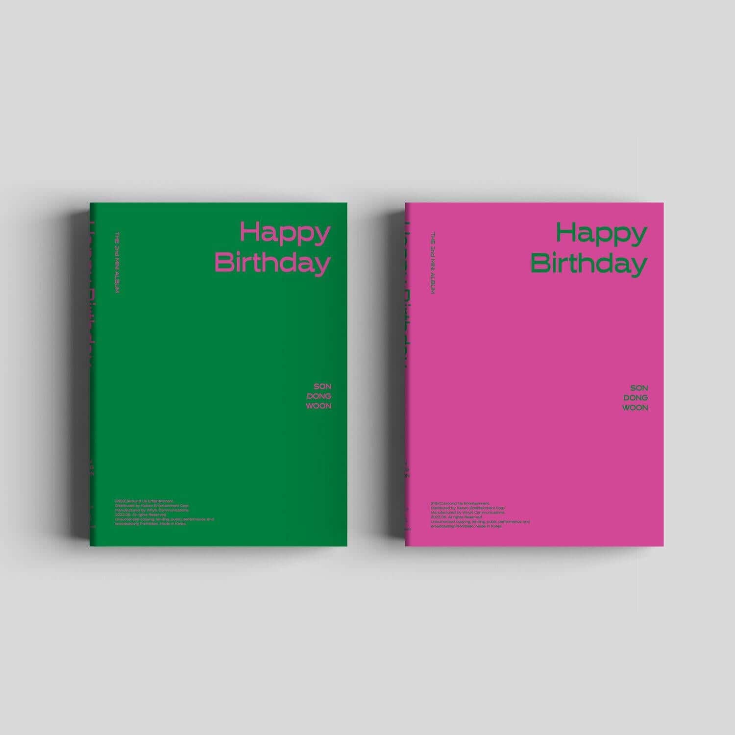 SON DONGWOON - THE 2nd MINI ALBUM [Happy Birthday] (Set Ver.) - Album Kpop, coffret complet, deux versions vert & rose