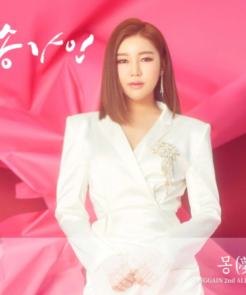 SONG GAIN - 2nd Album [夢] - Album Kpop : couverture avec la chanteuse sur fond drapeau rose, ambiance mature SONG GAIN.