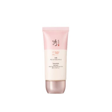 SOORYEHAN Bichaekjadan Rosy Tone-up Cover Sun 60ml, tube crème rosée SOORYEHAN sur fond blanc, protection solaire 60°