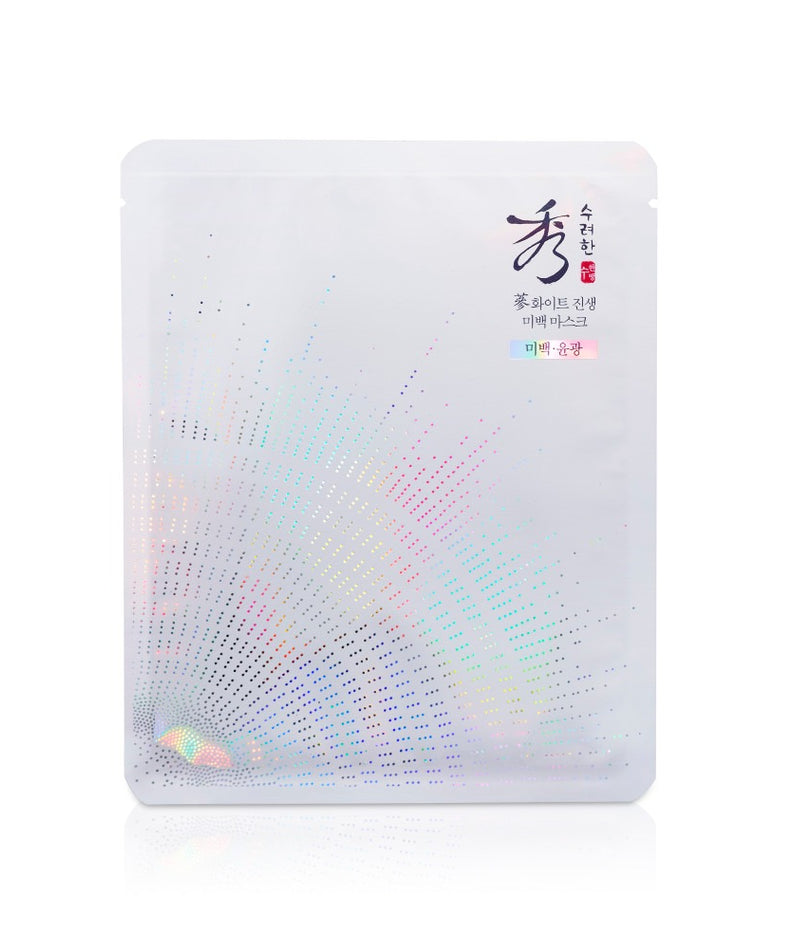 SOORYEHAN Whitinseng Whitening Mask 1 Sheet, masque visage en feuille de la marque, packaging blanc sur fond clair.