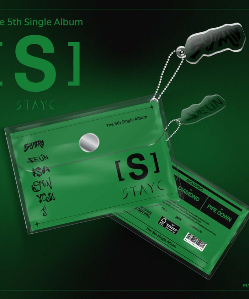 STAYC - 5th Album [S] (PLVE Ver.) - Album Kpop : coffret vert STAYC “The 5th Single Album” sur fond sombre.
