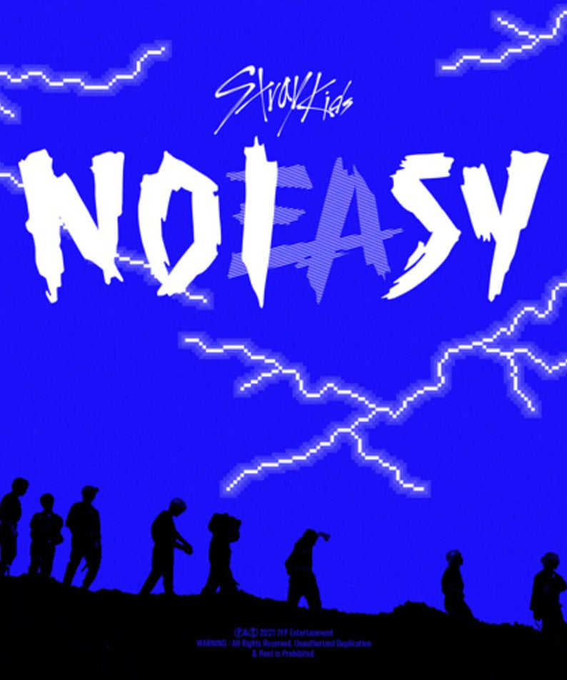 STRAY KIDS - 2nd Album [NOEASY] (Standard) - Album Kpop, jaquette bleue avec silhouettes, style électrique, groupe Stray Kids.