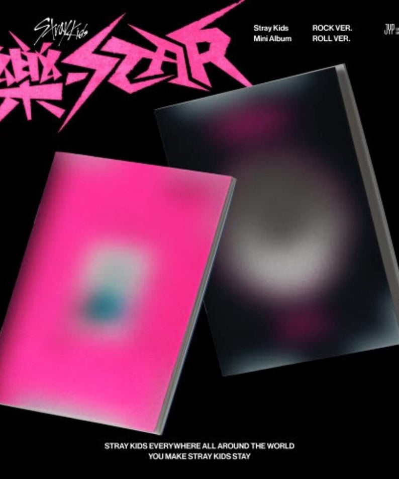 STRAY KIDS - 8th Album [樂-STAR ] (ROCK VER., ROLL VER.) (Random 1 of 2) - Album Kpop, visuel pochettes rose/noir