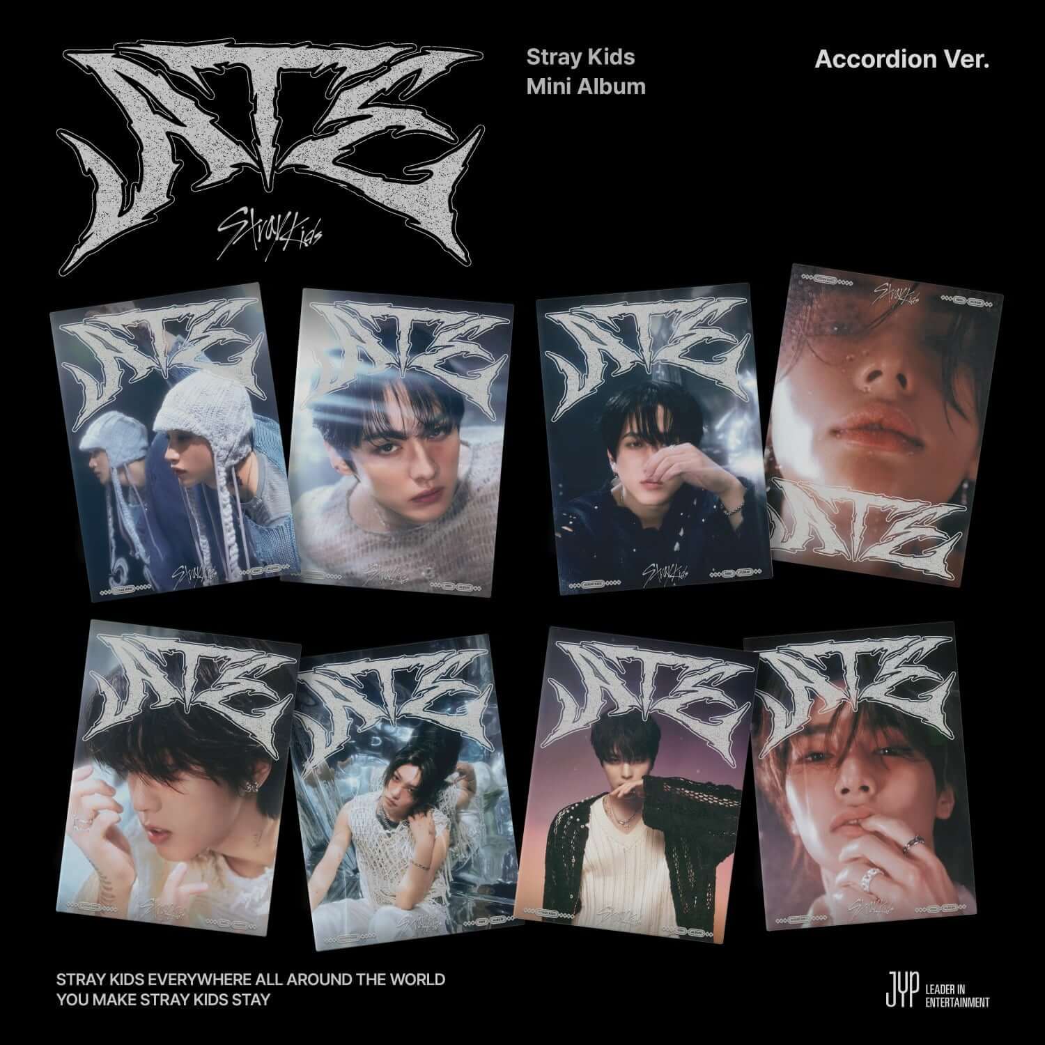 STRAY KIDS - [ATE] (Accordion Ver.) (Random) - Album Kpop, mini-photos sur fond noir, jaquette Stray Kids ACCORDION.