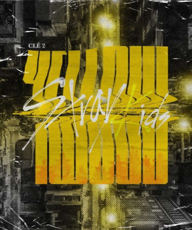 STRAY KIDS - [Clé 2 : YELLOW WOOD] (Standard) - Album Kpop, cover jaune et noire, marque STRAY KIDS, visuel urbain