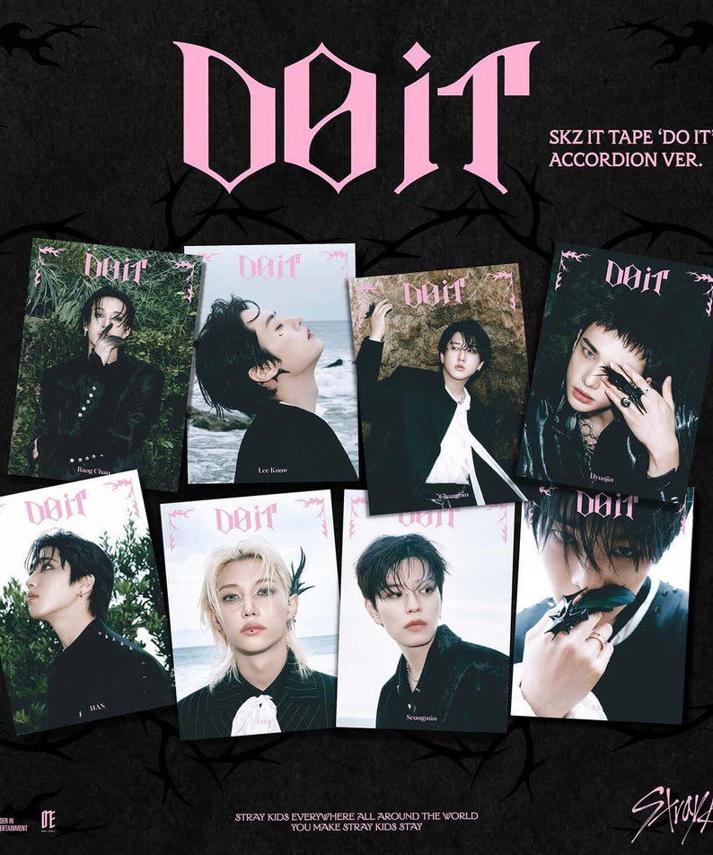 STRAY KIDS - SKZ IT TAPE [DO IT] (ACCORDION VER.)(Random 1 of 8) - Album Kpop : visuel couvert et photos sur fond noir