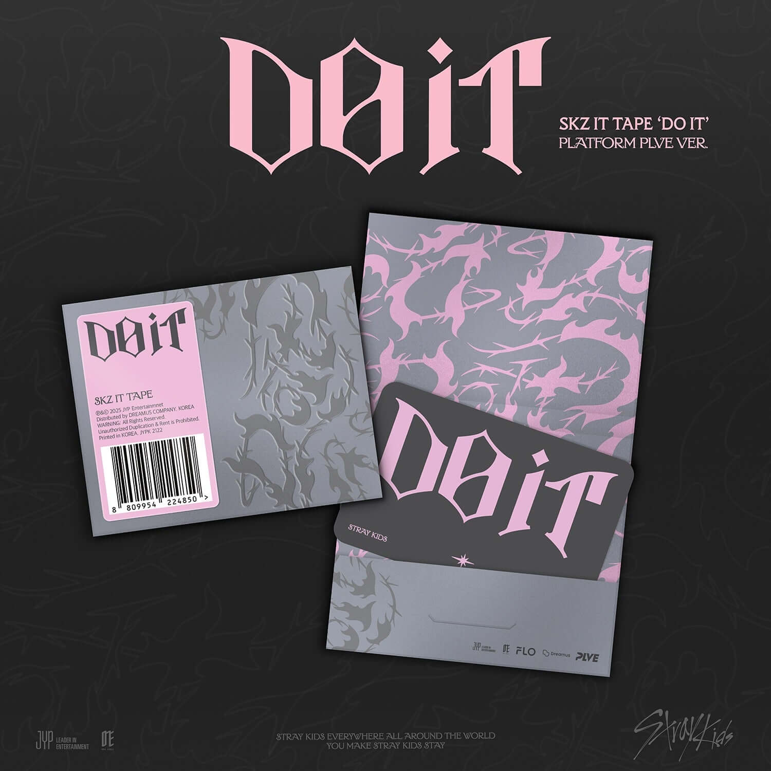 STRAY KIDS - SKZ IT TAPE [DO IT] (PLATFORM PLVE VER.) - Album Kpop, visuel cover rose/violet sur fond sombre