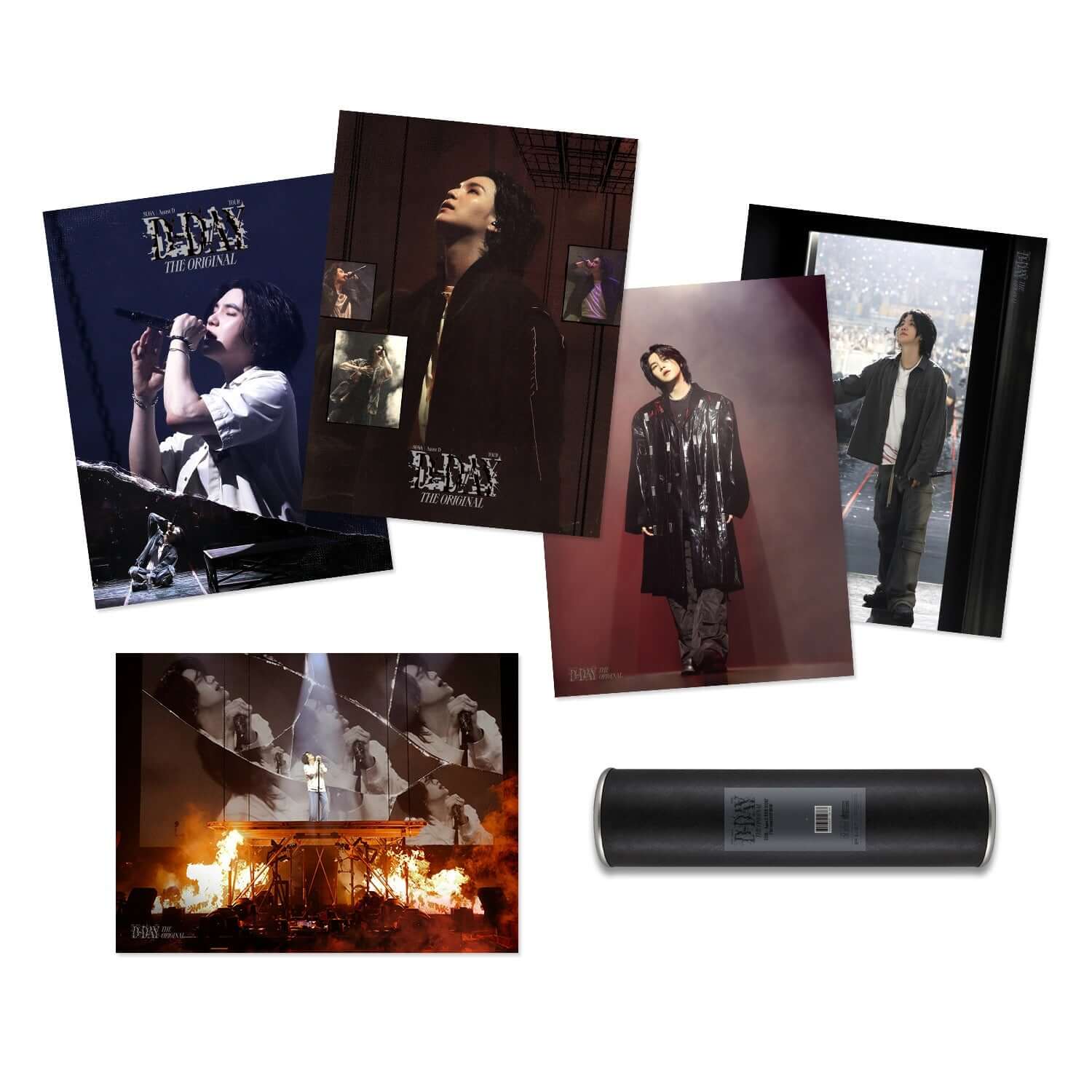 SUGA - Agust D TOUR [D-DAY] The Original (POSTER SET) - Album Kpop : posters du concert avec photos de SUGA sur fond clair.