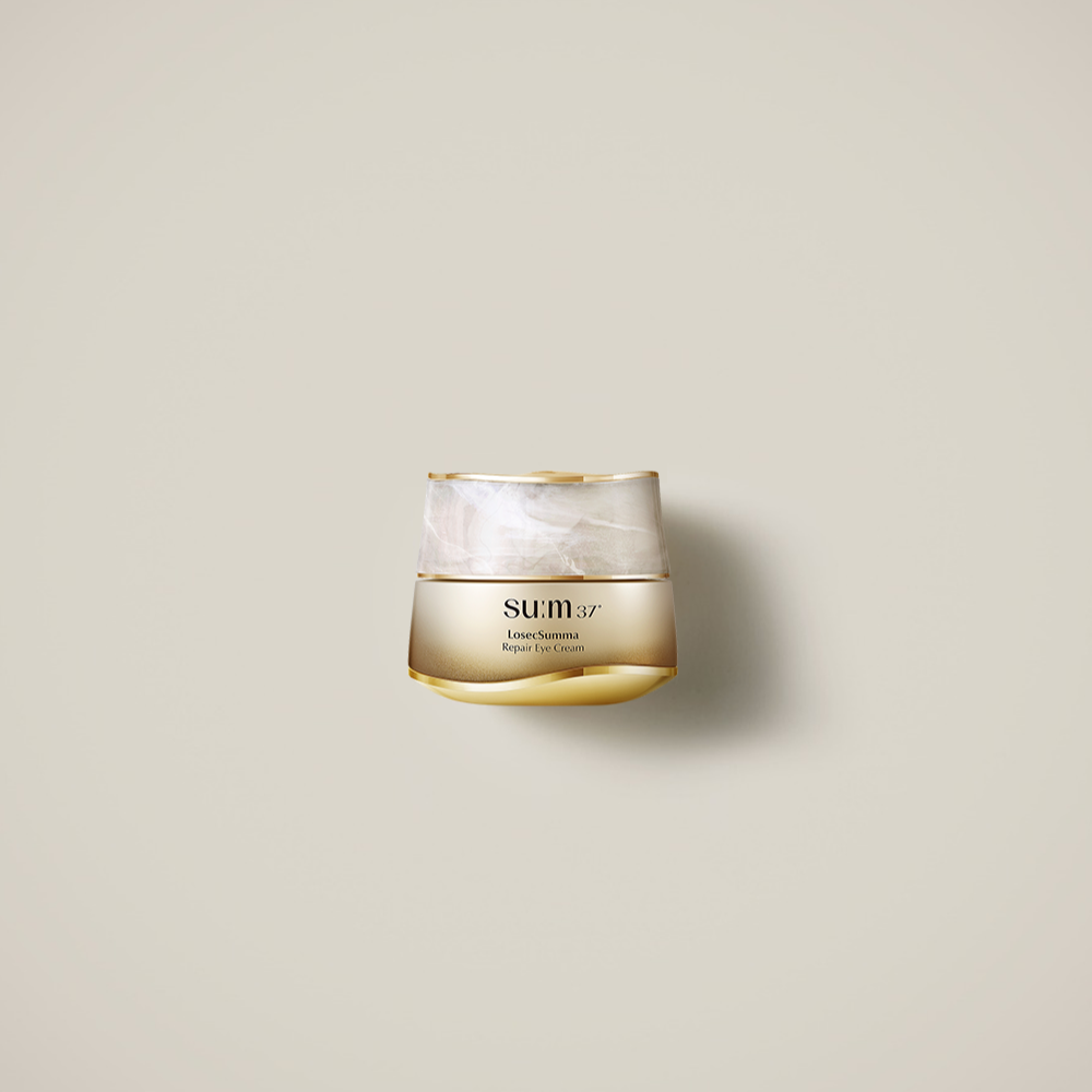SU:M37 LosecSumma Repair Eye Cream 25ml de la marque SU:M37, pot crème pour les yeux sur fond clair minimaliste.