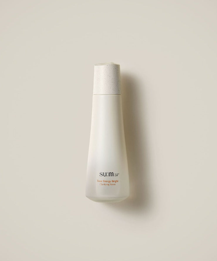 SU:M37 Time Energy Bright Clarifying Toner 170ml, flacon blanc sur fond clair, marque SU:M37, soin visage