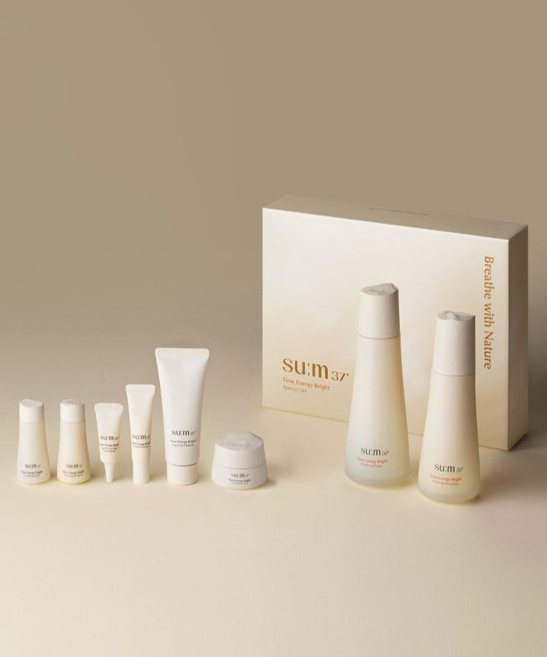 Ensemble SU:M37 Time Energy Bright Foundation 2 pièces, luxueux soins de la peau, beauté naturelle avec Time Energy.