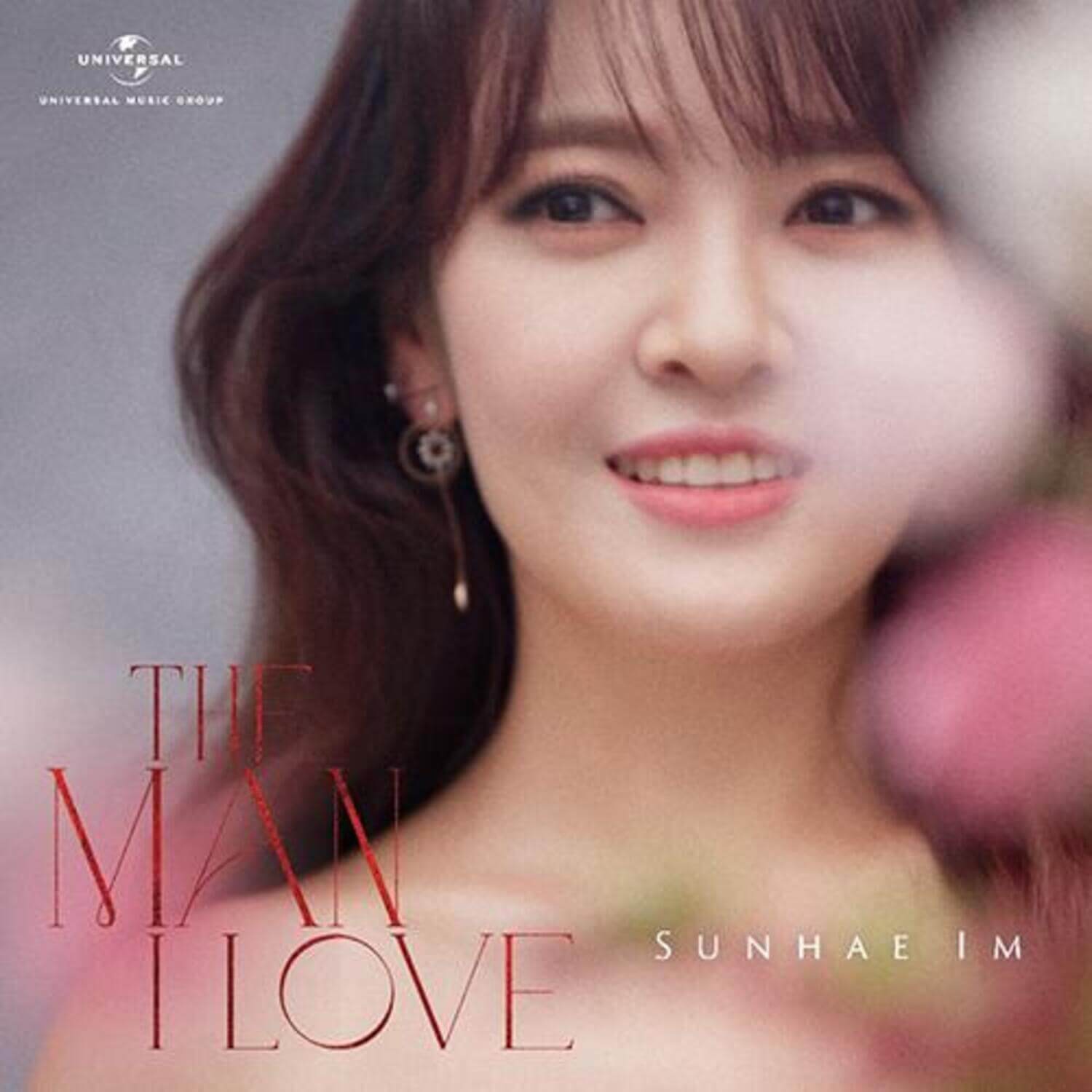 SUNHAE IM - [THE MAN I LOVE] - Album Kpop : portrait de SUNHAE IM, ambiance romantique, couverture avec titre en rouge