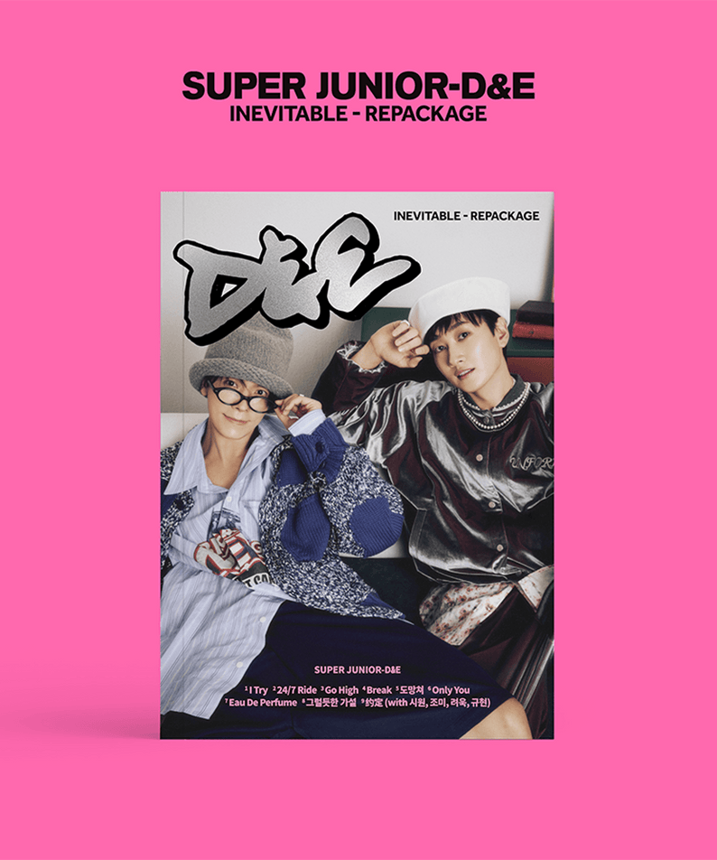 SUPER JUNIOR - 6th Album [INEVITABLE] - REPACKAGE - Album Kpop : visuel de couverture rose, D&E, studio.