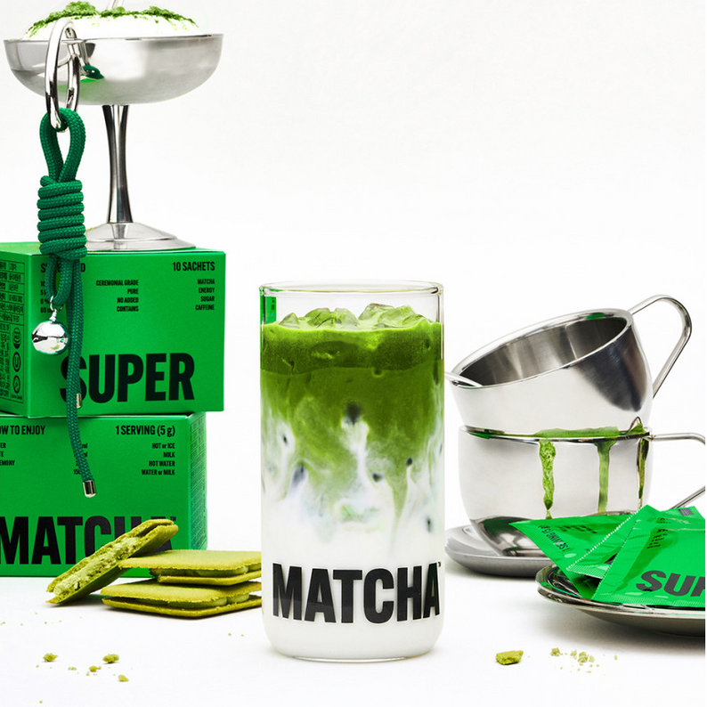 HIT THE TEA Super Matcha Home Cafe Set (Pure 10+Sweet 10+Heat-Resistant Glass Cup )