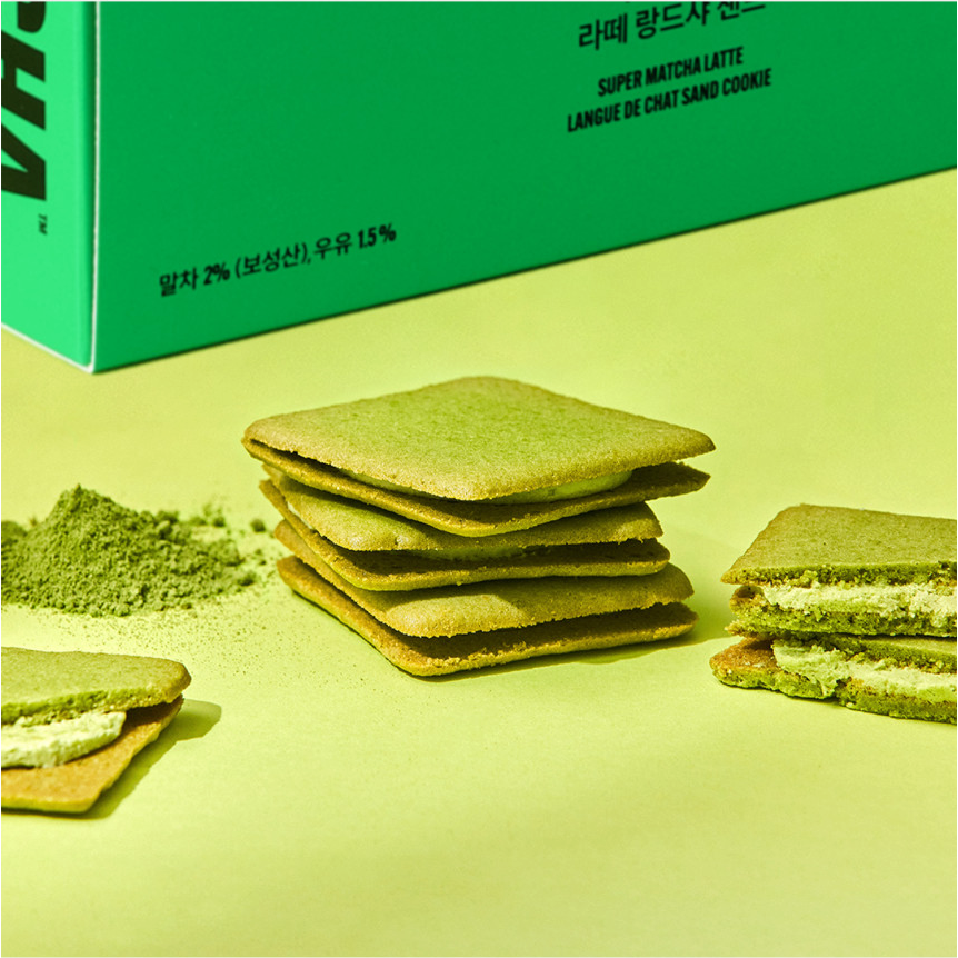 HIT THE TEA Super Matcha Lang De Cha Cream Sandwich 10 Pieces(Latte/Strawberry)