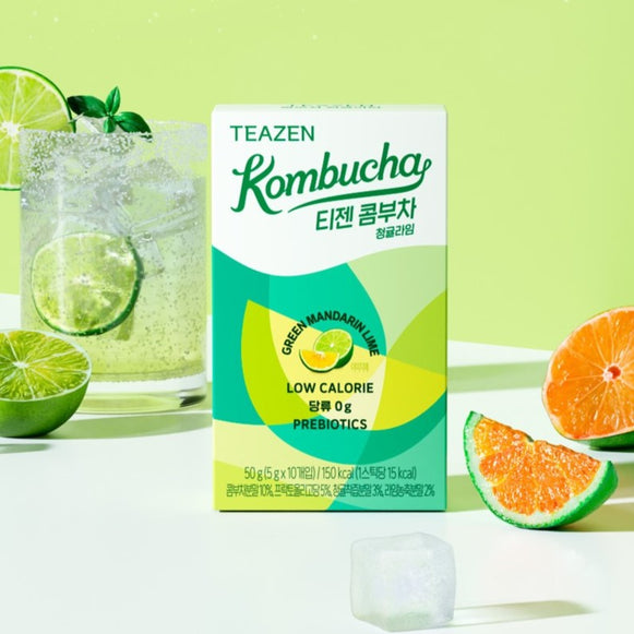 TEAZEN Kombucha Green Mandarine Lime 10 Sticks disponible sur Ma petite Coree, ton Eshop 100% K-beauty en direct de Seoul