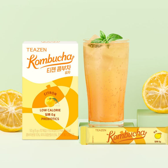 TEAZEN Kombucha Yuja Citron 10 Sticks disponible sur Ma petite Coree, ton Eshop 100% K-beauty en direct de Seoul