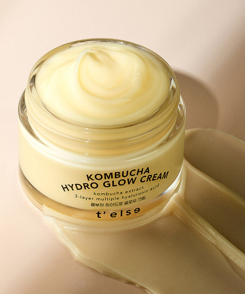 Crème T'ELSE Kombucha Hydro Glow 50ml avec extrait de kombucha et acide hyaluronique, hydratation éclatante pour la peau.