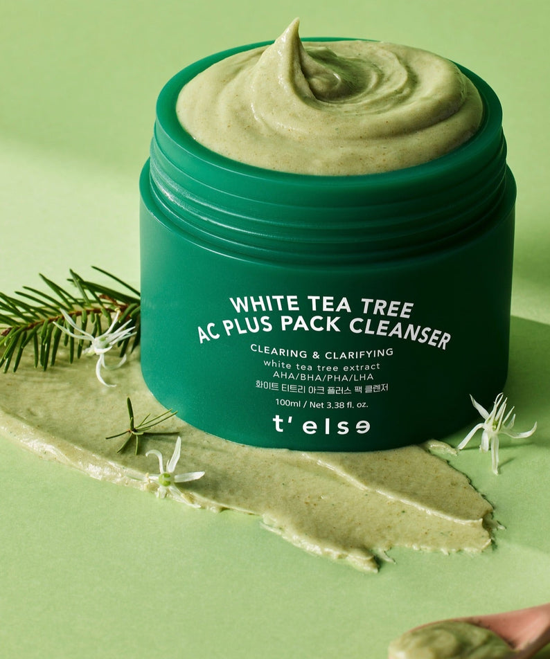T'ELSE White Tea Tree Arc Plus Pack Cleanser 100ml, nettoyant clarifiant au thé blanc, texture crémeuse, 100ml, soin du visage.