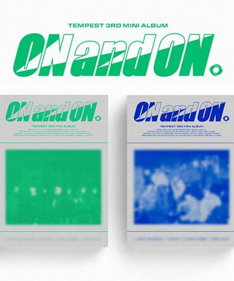 TEMPEST - 3RD [ON and ON] (2 Random 1) - Album Kpop : pochette On and On, visuel vert/bleu, mini album sur fond clair.