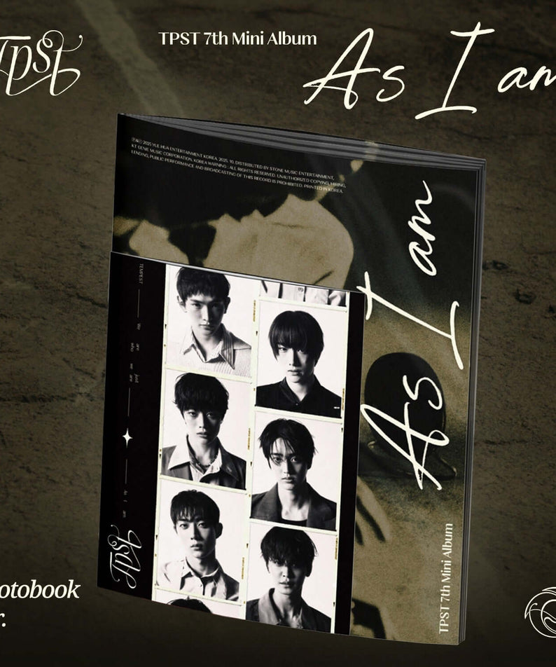 TEMPEST - [As I am] - Album Kpop de la marque TEMPEST : photobook noir avec portraits en collage, ambiance sombre