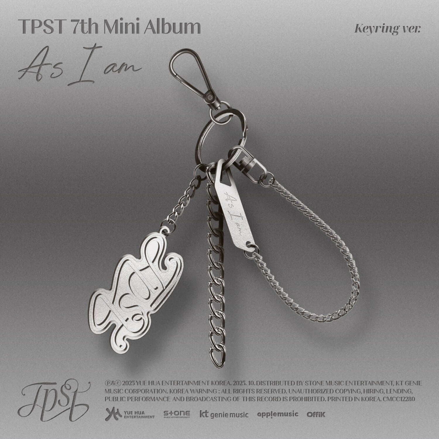 TEMPEST - [As I am] (Keyring Ver.) - Album Kpop : porte-clés argenté sur fond gris, visuel du 7th mini album