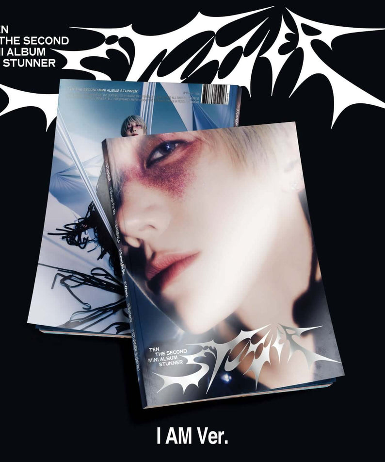 TEN - 2nd Album [STUNNER] (I AM Ver.) - Album Kpop : jaquette photo TEN sur fond noir, style concept Kpop.