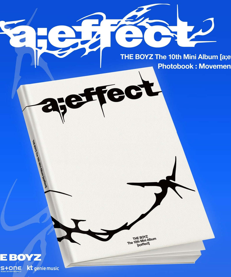 THE BOYZ - The 10th Mini Album [a;effect] (Movement Ver.) - Album Kpop, boîte photo sur fond bleu dynamique