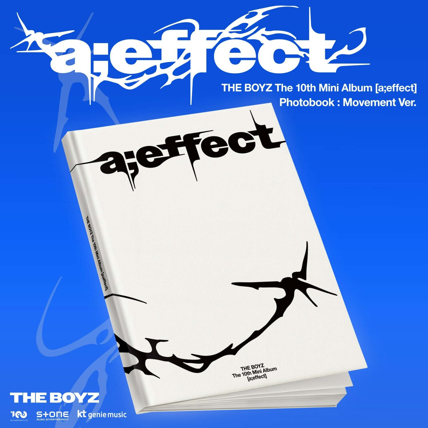 THE BOYZ - The 10th Mini Album [a;effect] (Movement Ver.) - Album Kpop, boîte photo sur fond bleu dynamique