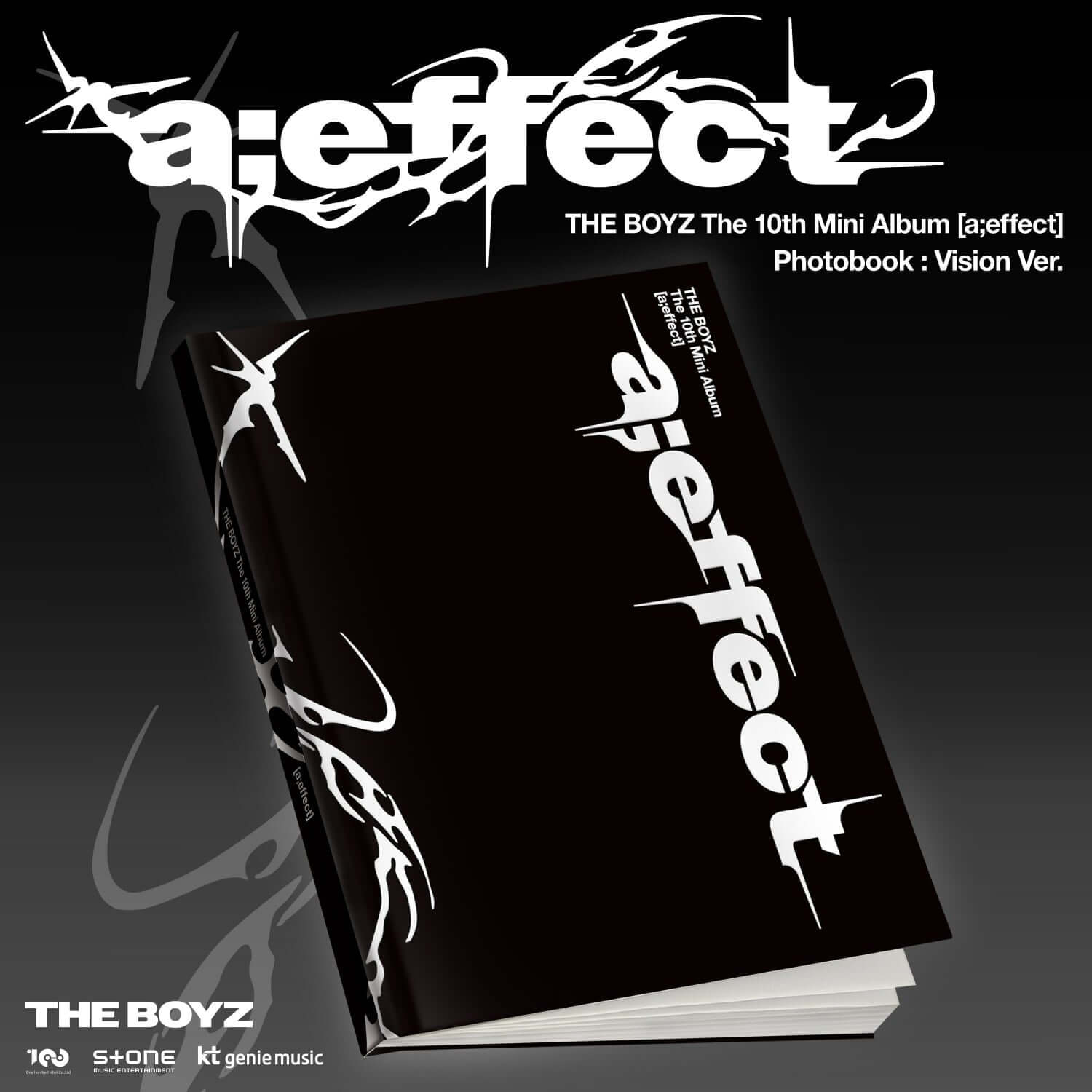 THE BOYZ - The 10th Mini Album [a;effect] (Vision Ver.) - Album Kpop, couverture noire photobook, style concept.