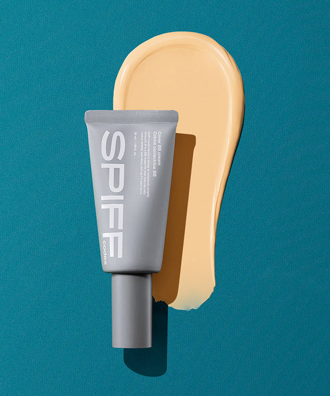 THE FACE SHOP  Speed Code Cover BB Cream 50ml, tube beige sur fond bleu, présentation produit maquillage visage