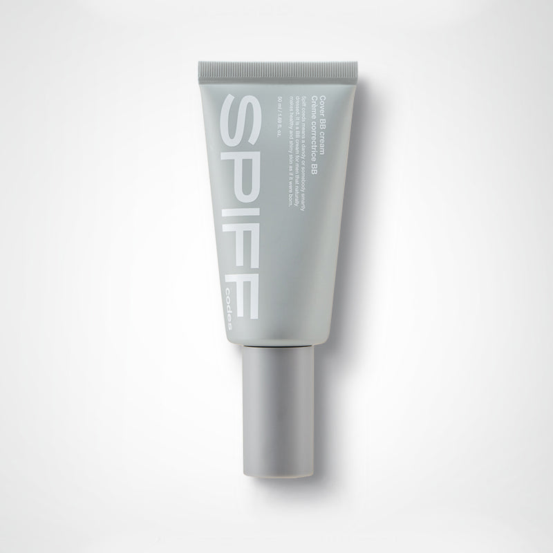 THE FACE SHOP  Speed Code Cover BB Cream 50ml, tube crème BB gris sur fond blanc, produit cosmétique en gros plan.