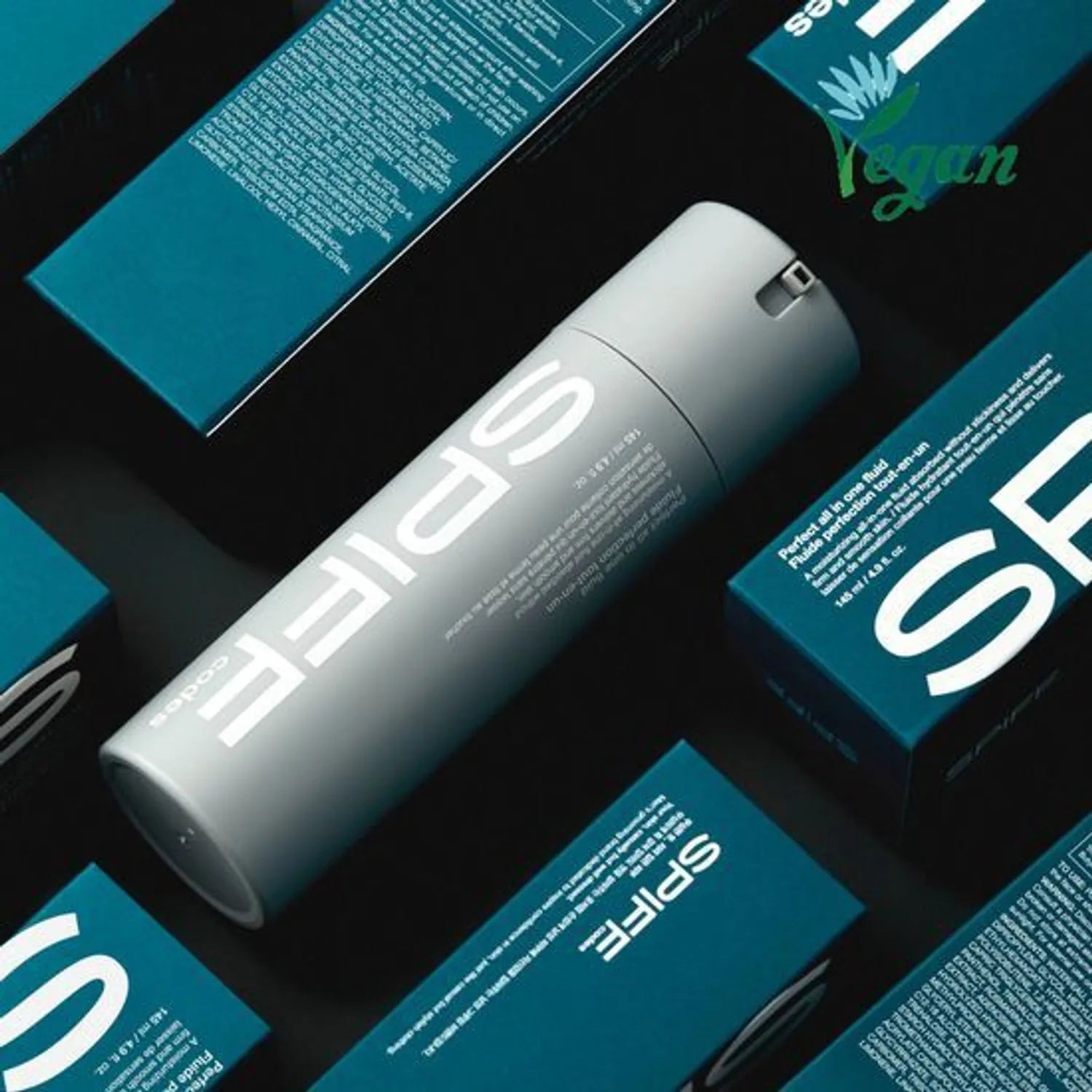 THE FACE SHOP  Speed Code Perfect All-in-One Fluid 145ml, flacon fluide sur pack bleu, look cosmétique premium