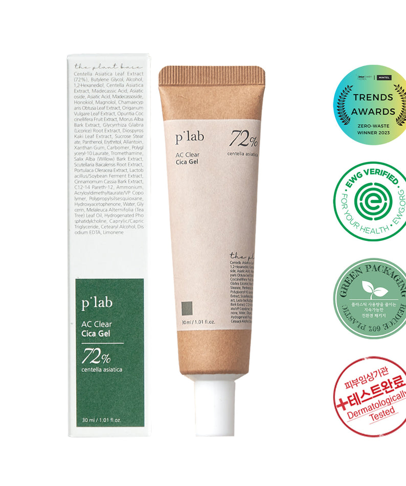 THE PLANT BASE Ac Clear Cica Gel 30ml de la marque THE PLANT BASE, gel visage en tube sur fond blanc