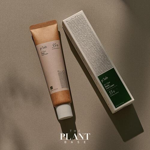 THE PLANT BASE Ac Clear Magic Cica Cream 60ml de marque THE PLANT BASE, tube et boîte sur fond beige, vue produit.