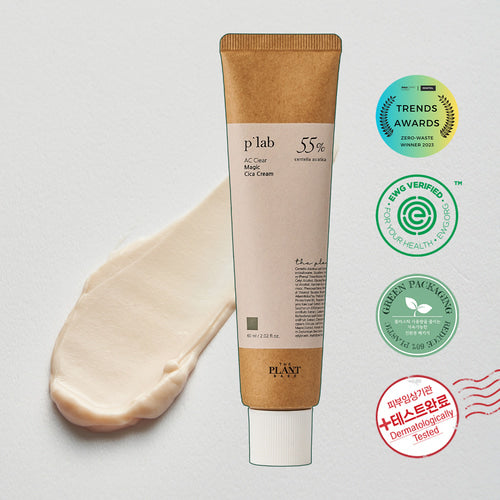 THE PLANT BASE Ac Clear Magic Cica Cream 60ml de la marque THE PLANT BASE, tube crème sur fond blanc, texture cica.
