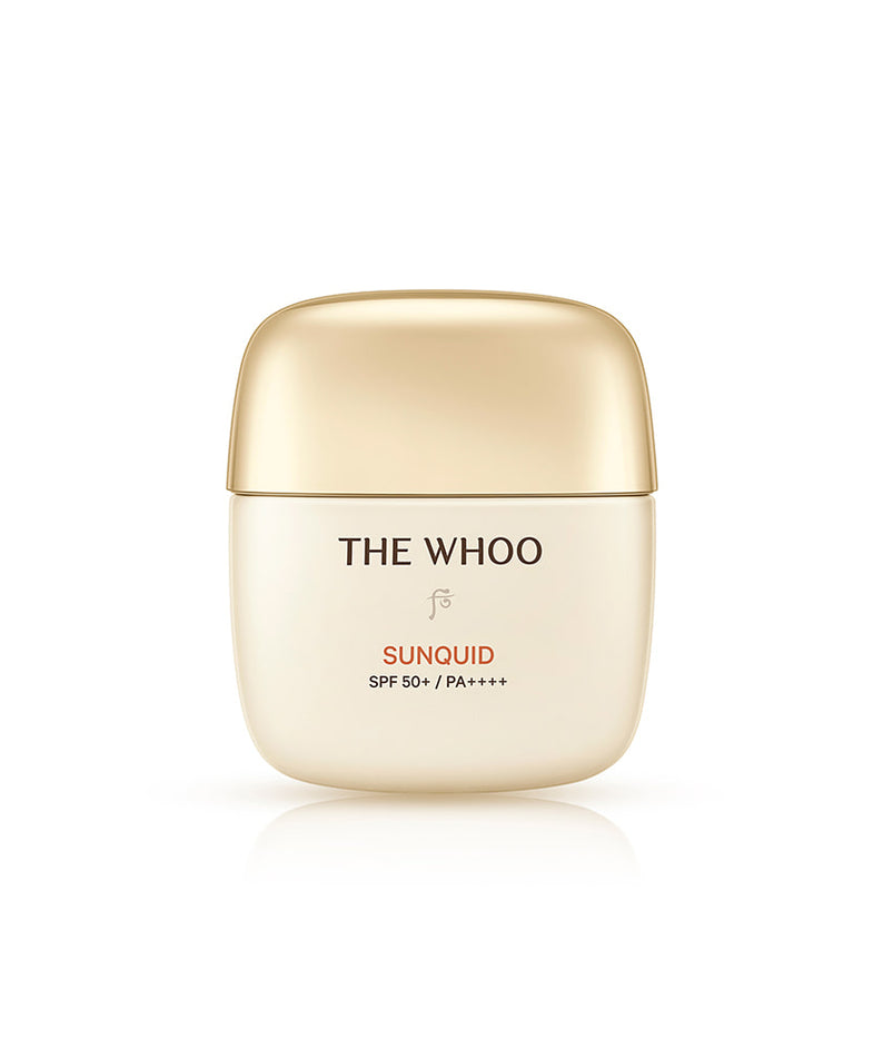 Flacon de 50ml de THE WHOO Gong Jin Hynag Jin Hea Yoon Sunquid, protection solaire haute performance.