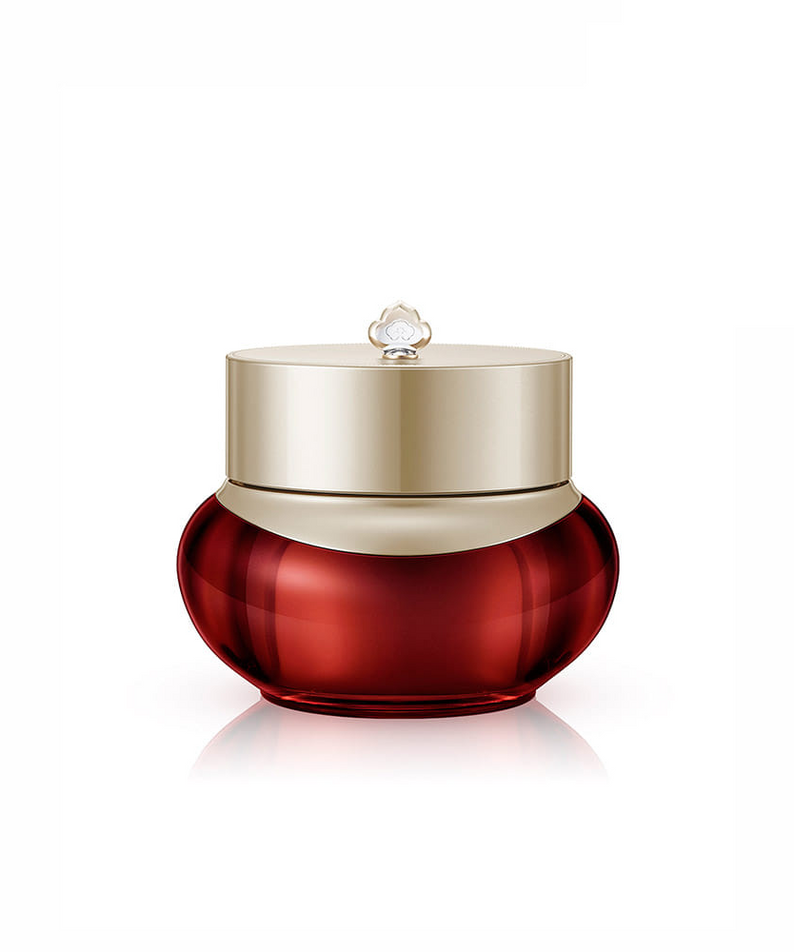 THE WHOO Jin Yul Hyang Anti-Wrinkle Enriching Cream 50ml dans un pot luxueux rouge et or.