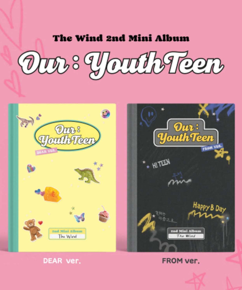 THE WIND - 2nd Album [Our : YouthTeen] (DEAR ver. / FROM ver.) (Set of 2) - Album Kpop, coffret sur fond rose
