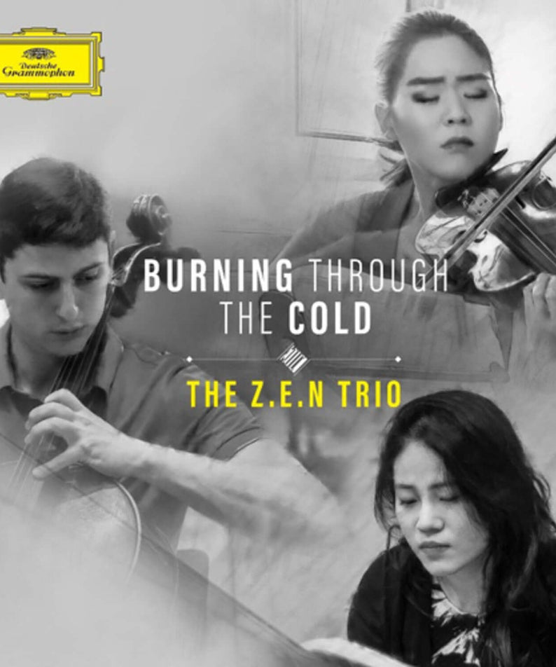 THE ZEN TRIO - [BURNING THROUGH THE COLD] - Album Kpop, visuel trio en noir&blanc avec violon et chant, esprit froid