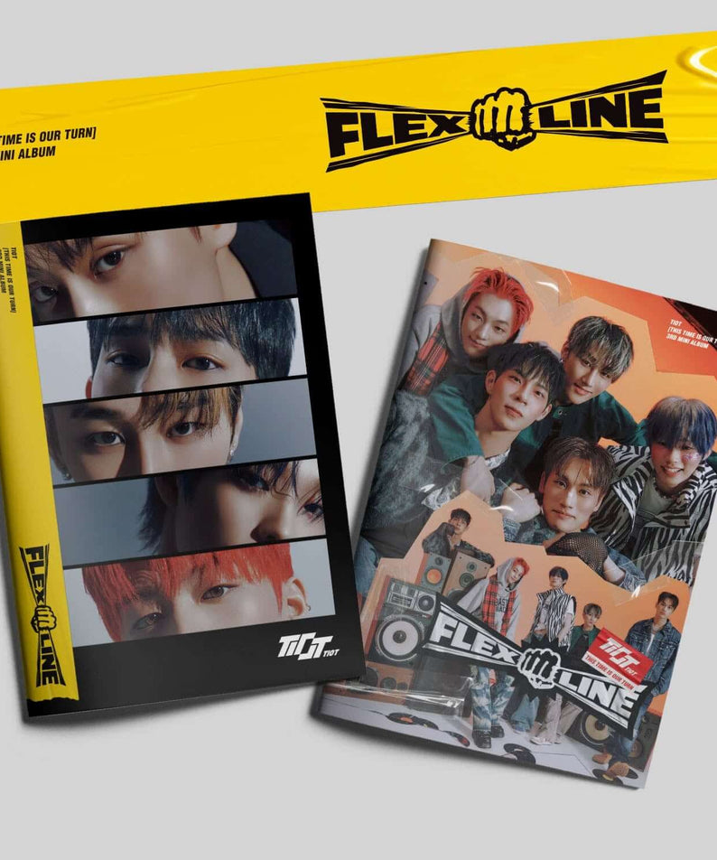 TIOT - 3rd Mini Album [FLEX LINE] (Photobook ver.) (Random 1 of 2) - Album Kpop, couverture jaune Flex Line et photos