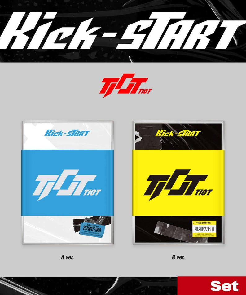 TIOT - [Kick-START] (PLVE Ver.) (Set) - Album Kpop de la marque TIOT, coffret avec A ver. et B ver. visuel noir/bleu/jaune