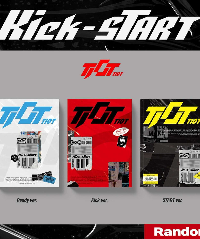 TIOT - [Kick-START] (Photobook Ver.) (Random) - Album Kpop : covers Ready/Kick/Start en visuel Kpop noir, marque TIOT