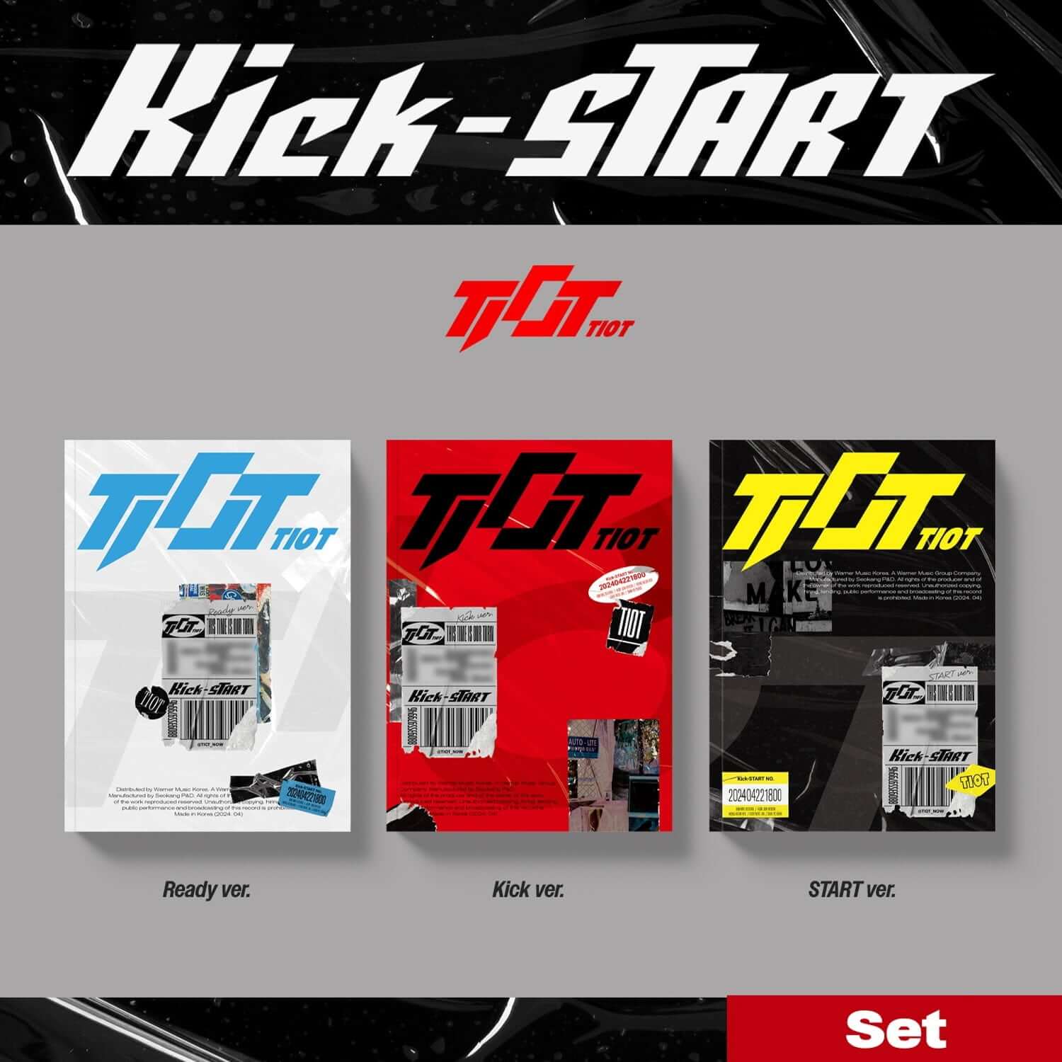 TIOT - [Kick-START] (Photobook Ver.) (Set) - Album Kpop avec coffret complet et 3 photobooks, visuel Kick-Start.