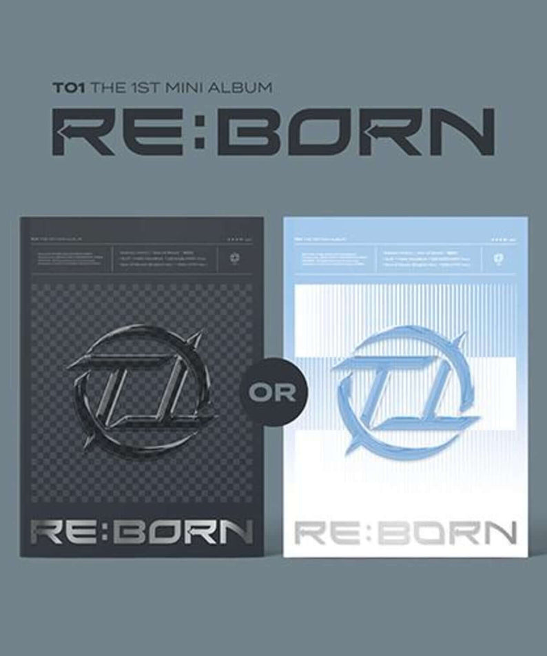 TO1 - 1st Album [RE:BORN] Random - Album Kpop, jaquettes “RE:BORN” noir et bleu, packaging style photo promotionnelle