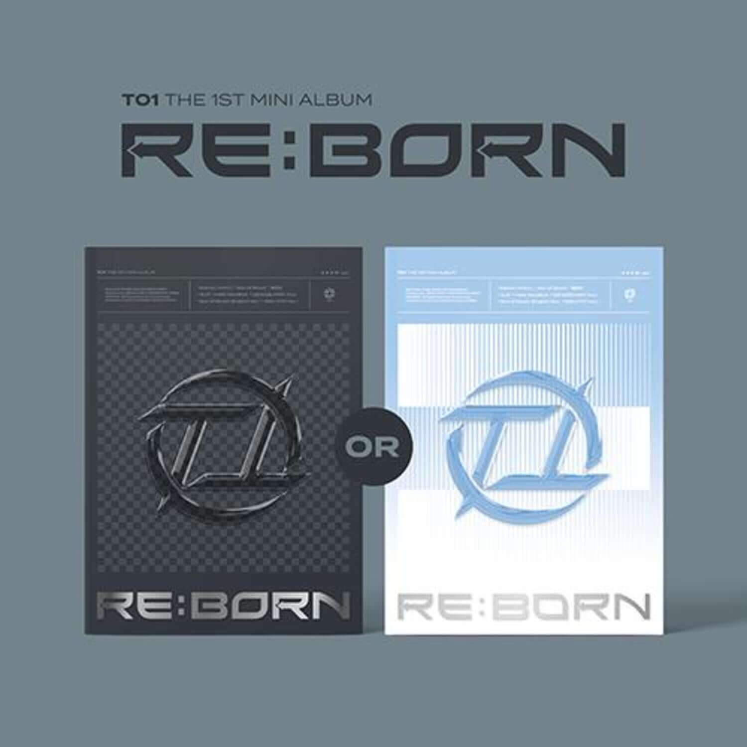 TO1 - 1st Album [RE:BORN] Random - Album Kpop, jaquettes “RE:BORN” noir et bleu, packaging style photo promotionnelle