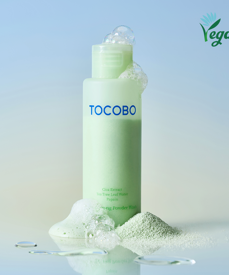 TOCOBO Cica Calming Powder Wash - nettoyant doux et apaisant, format poudre. Convient à tous types de peau, certifié vegan.